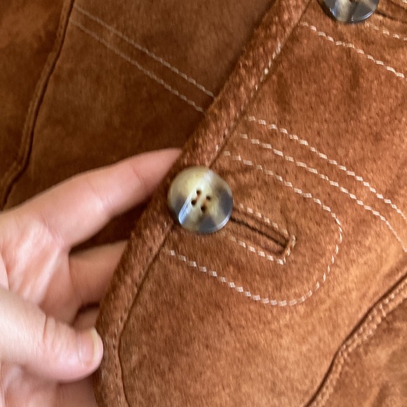 Vintage Vest Mens XL Brown Leather Cream Faux Shearling Fleece Reversible - Picture 6 of 16